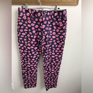 Lilly Pulitzer kiss Pink and Blue Ankle Cropped Jeans